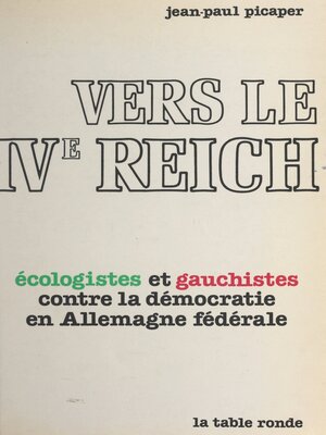cover image of Vers le IVe Reich